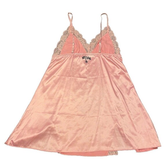 Vintage Arcane Destroy Havoc Logo Pink Satin Lace Slip Dress Nightgown - Picture 8 of 15